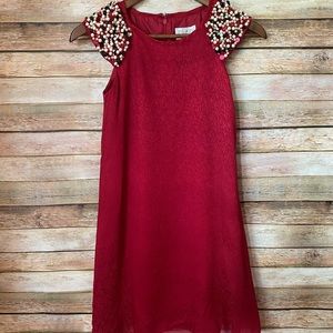 Beautiful crimson red and pearl dress